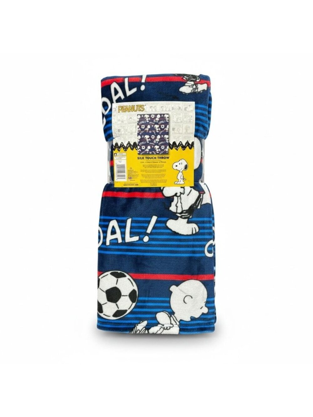 Peanuts Snoopy Soccer Silk Touch Throw Blanket 40" X 50" Blue Red Stripes Goal D